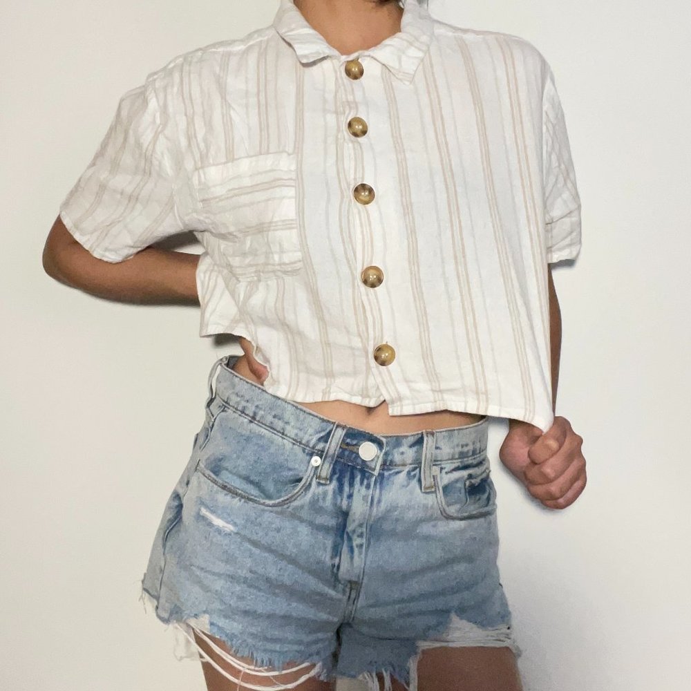 COTTON ON Striped Print Pocket Patched Drop Shoulder